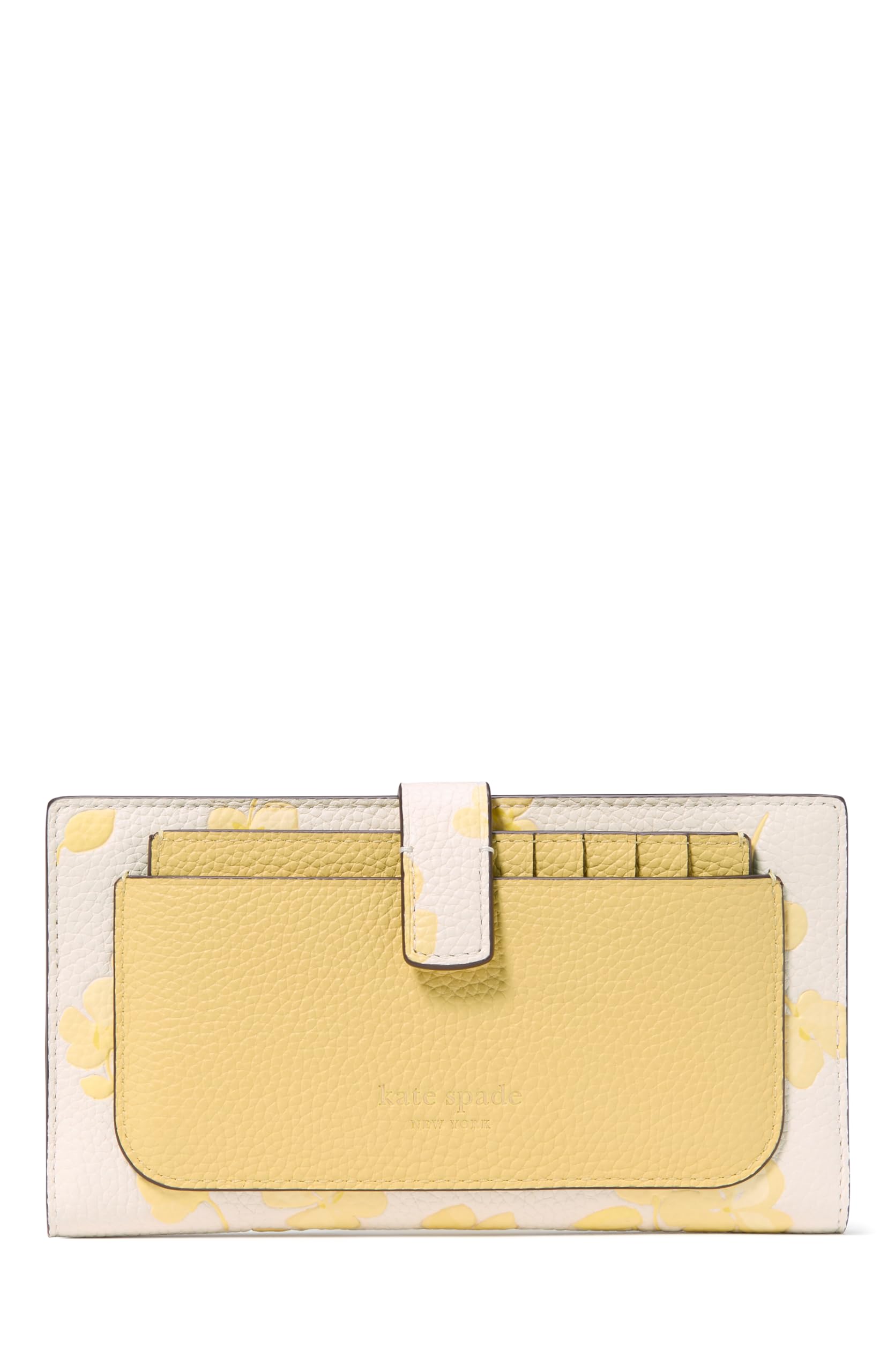 kate spade new york Ava Pebbled Leather 2 in 1 Bifold Wallet, Yuzu Jam Multi
