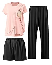 Rnxrbb 3 Piece Postpartum Nursing Pajamas Set