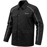 TOOLIOM Welding Jacket, 11 oz FR Cotton, Size L, Black