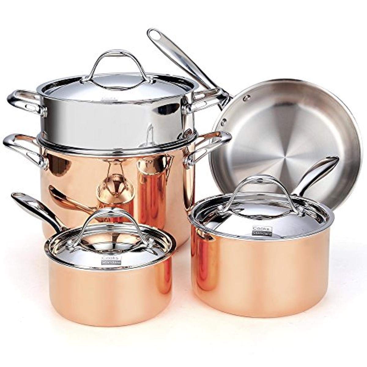 Photo 1 of Cooks Standard Stainless Steel Cookware Set, Multi-Ply Clad Copper Stainless Steel Pots and Pans Set, 8-Piece
