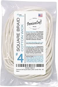 Square Braid Cotton Candle Wick #6/0 - 10 Yards Unprimed Lead-Free