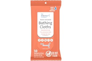 The Pharma-C Company Water-Activated Bathing Cloths [10 cloths] – Rinse-Free XL Body Wipes for Adults. Pretreated Disposable Bath Wipe for Elderly, Hospice, Camping