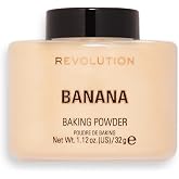 Revolution Beauty, Loose Baking Powder, Makeup Setting Powder, Long Lasting Coverage, Mattifies &amp; Reduces Shine, Banana, 1.12 Oz