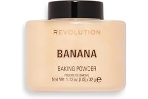 REVOLUTION BEAUTY LONDON Revolution, Loose Baking Powder, Makeup Setting Powder, Long-Lasting Coverage, Mattifies & Reduces Shine, Banana, 1.12 oz