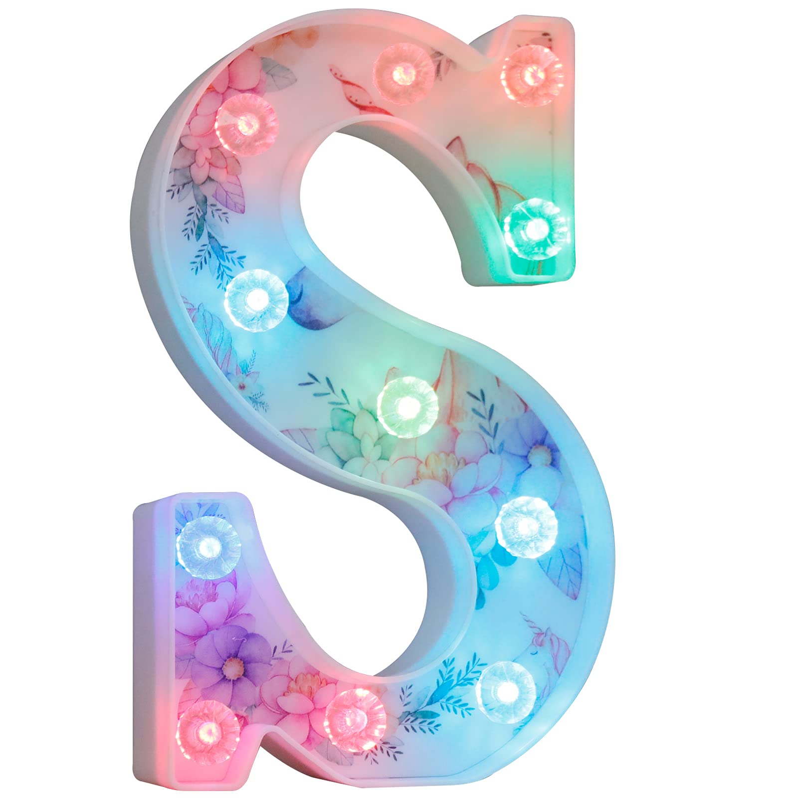 Unicorn Light Up Letters, LED Letter Lights 18 Color Changing Diamond Alphabet Sign Unicorn Gifts for Girls Women Party Birthday Decorations Remote Night Light Christmas Valentine Wall Table Decor - S