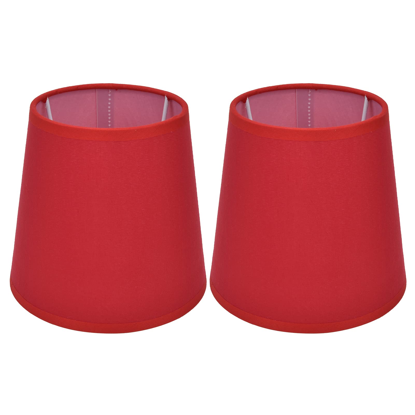 Jenngaoo 2 Pack Clip-On Fabric Barrel Lamp Shades for E14 Bulbs, Easy Install Replacement Shades Compatible with Table Floor Lamps, Chandeliers, Bedroom & Living Room Lighting Accessories (Red)