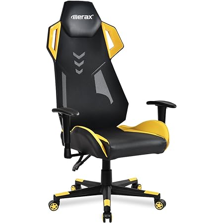 Merax Gaming Racing Stuhl Sessel, schreibtischstuhl sportsitz Racing Stuhl mit Kunstlederbezug/Air Mesh/verstellbare Armlehne