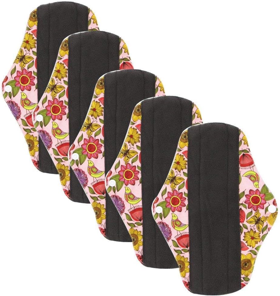 Qikafan Women's Reusable Bamboo Cloth Menstrual Sanitary Pads Leak Proof Overnight