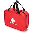 Jipemtra Red First Aid Bag Empty Travel Rescue Pouch First Responder Storage Medicine Emergency Bag for Car Home Office Kitchen Sport Outdoors (Red with Zippered Mesh Bags)