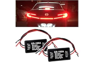 SSNNUU 2PCS 6V-30V GS-100A LED Brake Light Flasher with Pre-Wired,Universal Pulsing Strobe Flashing Module Controller for Most Motorcycles Cars Trucks SUVs Brake Light Tail Stop Light