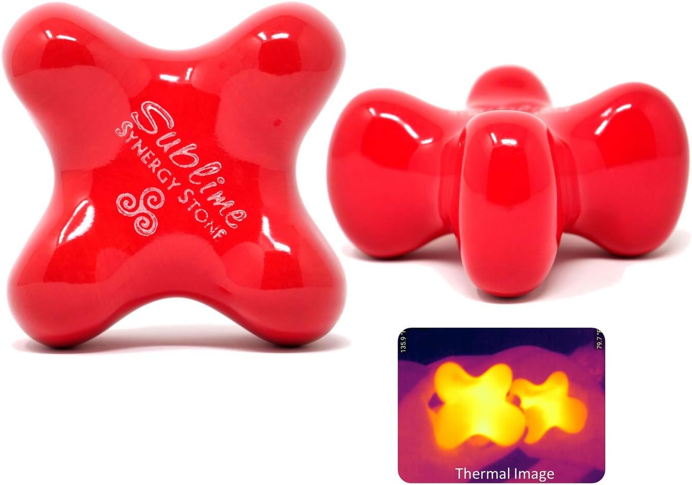 Sublime (Fire)(Single) Synergy Stone - Contoured Hot Stone Massage Tool - Relaxing and Therapeutic for Neck, Back, Legs, Feet - Ultra-Smooth for Massage on Skin with Oil or Over Clothes