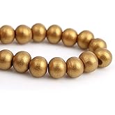 1,000 Metallic Gold Wood Beads Bulk 8mm - Very Small - Round Wood Bead with 2mm Hole