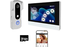 2 Wired Video Intercom System with 1080P Camera and 7 Inch Touch Monitor,WiFi Video Door Phone Kit,Motion Detect,No Monthly F