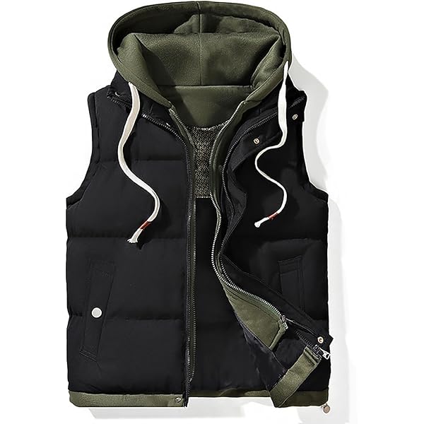 Unisex Puffer Vest Men Hooded Sleeveless Puffer