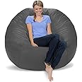 Comfy Sacks Memory Foam Bean Bag Chair, Grey Faux Leather