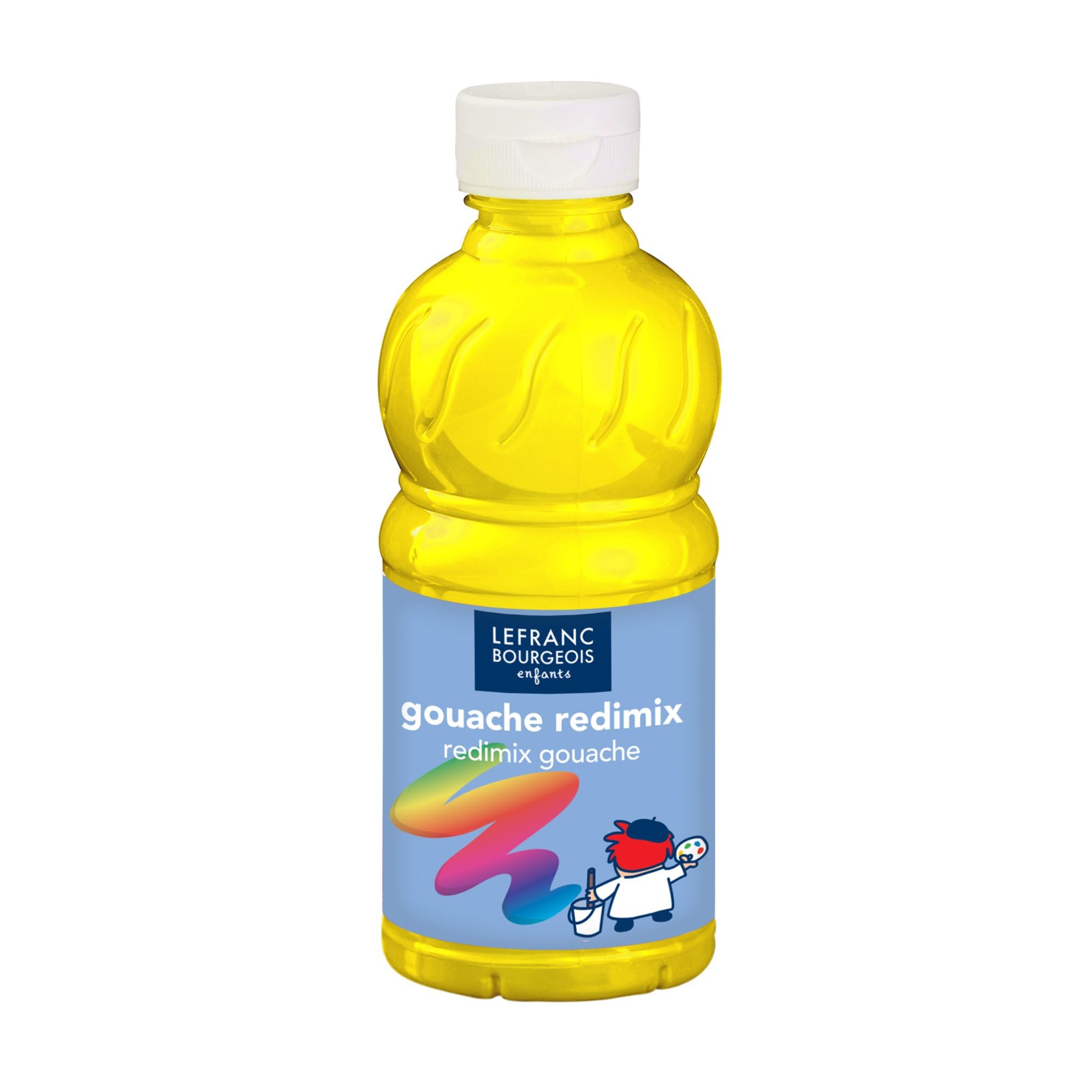 Lefranc Bourgeois 807521 Children's Ready-to-Use Liquid Tempera Redimix Gouache Paint, 250 ml Bottle, Primary Yellow