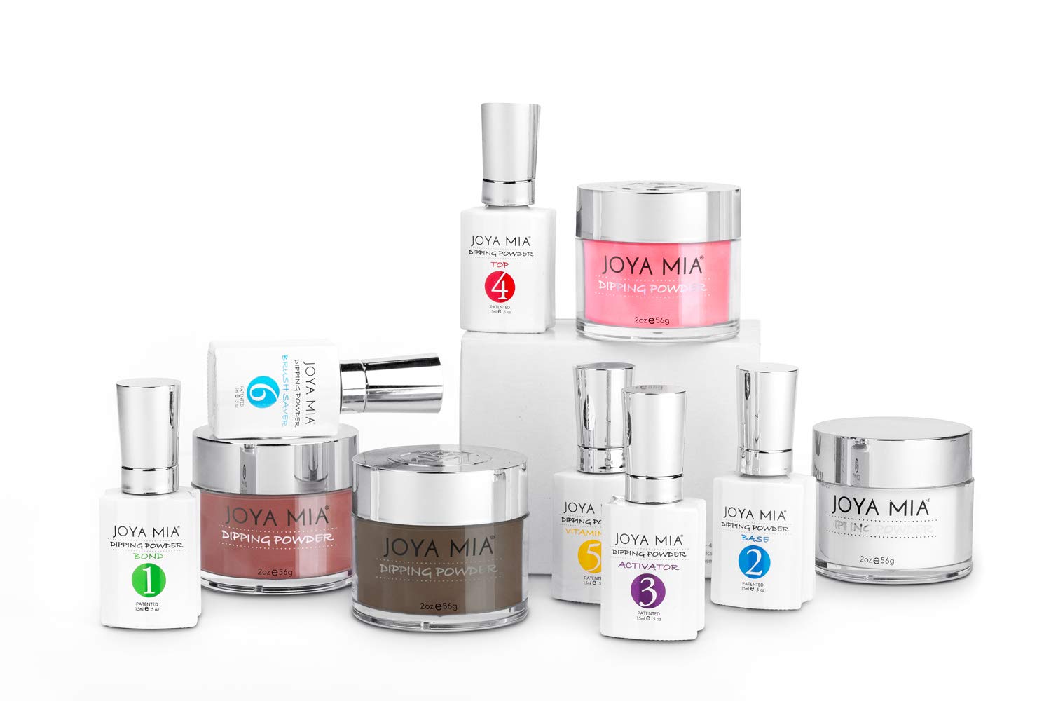 Joya Mia Beautiful Dipping Powder Starter Kit Powders,Top,Base,Activator,Bond,Vitamin Oil,Brush Saver (DPSK-023)