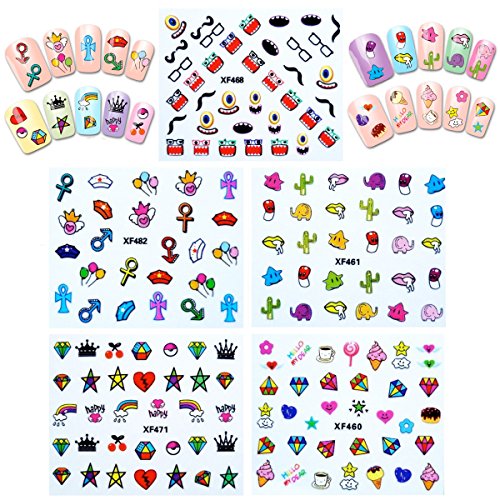 ALLYDREW Nail Art Kit - Funky Nail Stickers Nail Art Kit Nail Decals & Nail Art Stencils Nail Guides
