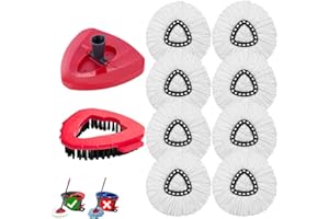 10 Pack-in-1 Reusable Mop Head Replacement for Vileda Easywring 1-Tank System, Microfiber Spin Moop Refills Compatible with V