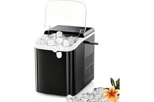 Countertop Ice Maker, 22Lbs/24H Portable Ice Machine with Self-Cleaning, 9 Bullet Ice Cubes in 6 Mins, Compact Quiet Ice Maki
