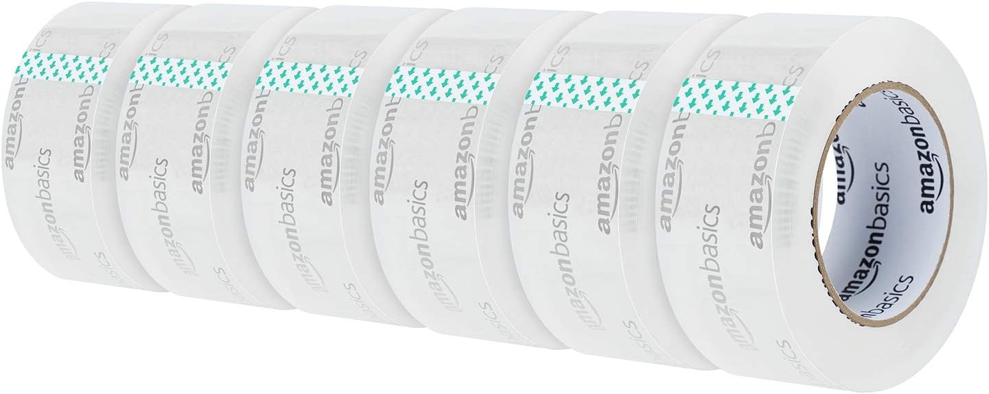 Amazon Basics Moving and Storage Packing Tape, 4.7 cm width x 99.6 meters length, Crystal Clear, 6-Pack, 4.7 cm x 99.6 m - Image 3