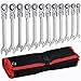 Yescom 12-piece Flex-Head Ratcheting Combination Wrench Set, 8-19mm Metric & 5/16-3/4
