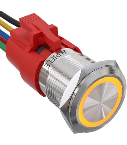 APIELE 19mm Waterproof Latching Push Button Switch - 12V LED Self-Locking Stainless Steel