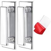 Weysat 2 Pcs Adhesive Mirror Closet Door Handle, 5 x 2 Inch | Clear Acrylic for Sliding Doors, Wardrobes, Drawers, Stick-on Install, No Drilling Needed, Seamless Transparent Design