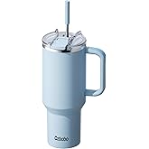 Ozbobo 40 oz Tumbler With Straw And Lid,Tumbler with Handle, Two in One BPA-Free Lid Ice Coffee Cup,100% Leak Proof Stainless steel insulated water bottle(Blue)