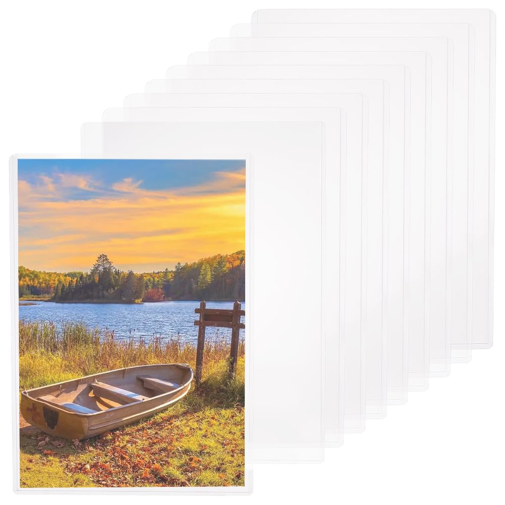 BENECREAT 10 Pack PVC Plastic Sheet Protectors, 31x22cm Hard Clear Poster Protectors Sleeves, A4 Plastic Document Protector for Protecting Storing Photo Magazine Newspaper