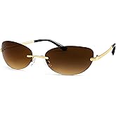 FEISEDY Trendy Rimless Oval Sunglasses for Women Men Retro 90s Eyewear Frame Y2K Glasses B2393