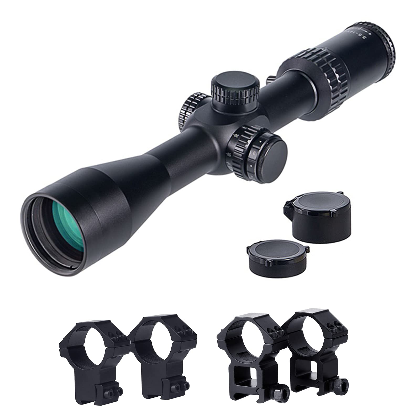 FOCUHUNTER Riflescope 3.5-14X44mm Scope Rapid Rangefinder Illuminated Red Reticle with Weaver/Picatinny Rail Mounts for Hunting, with FFP
