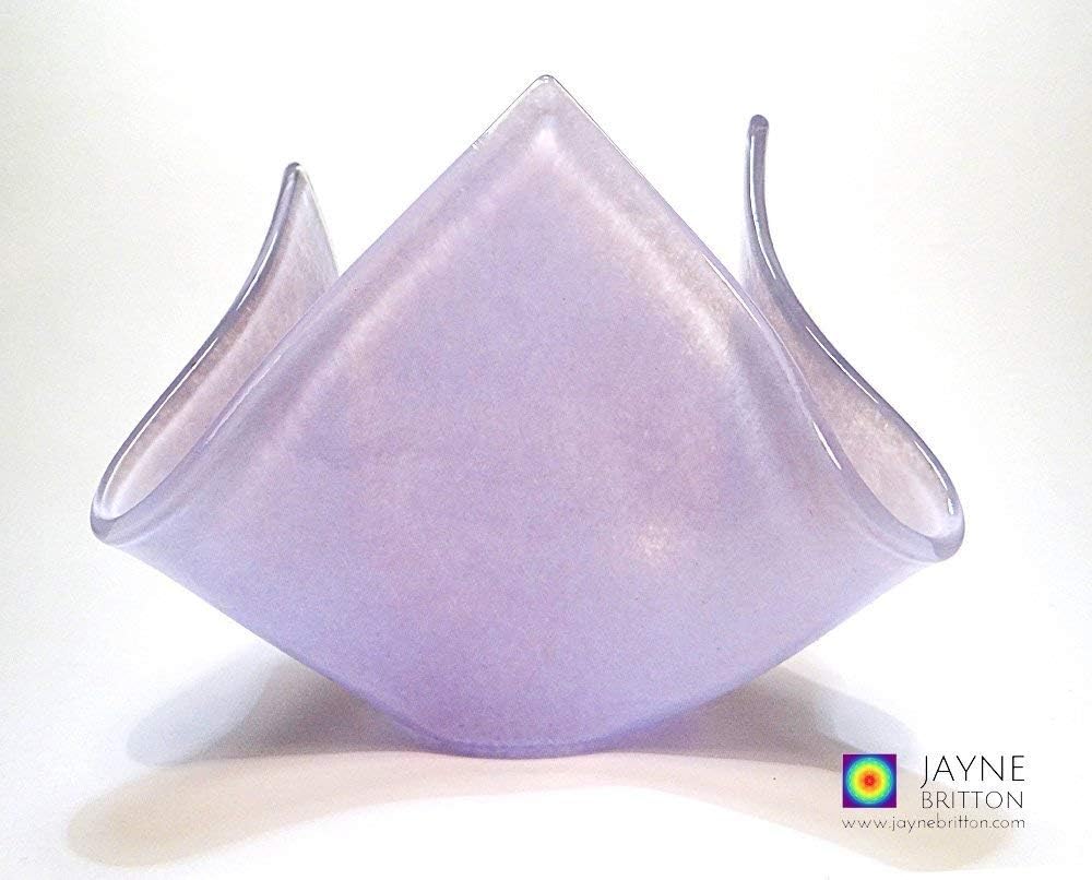 Fused glass, candle vase, violet purple blend, hankie vase, candle holder, home decor, new home gift