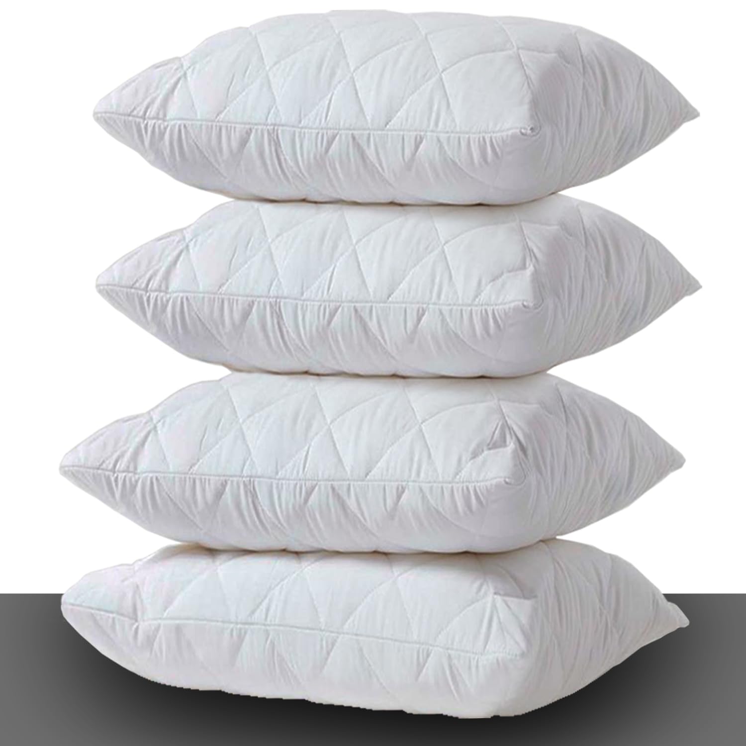 Pillow Protectors 4 Pack Cover White, Anti Allergy Zipped Pillows Protector, Quilted Pillow Case, Machine Washable, Dust & Mite Proof - 50 x 75cm