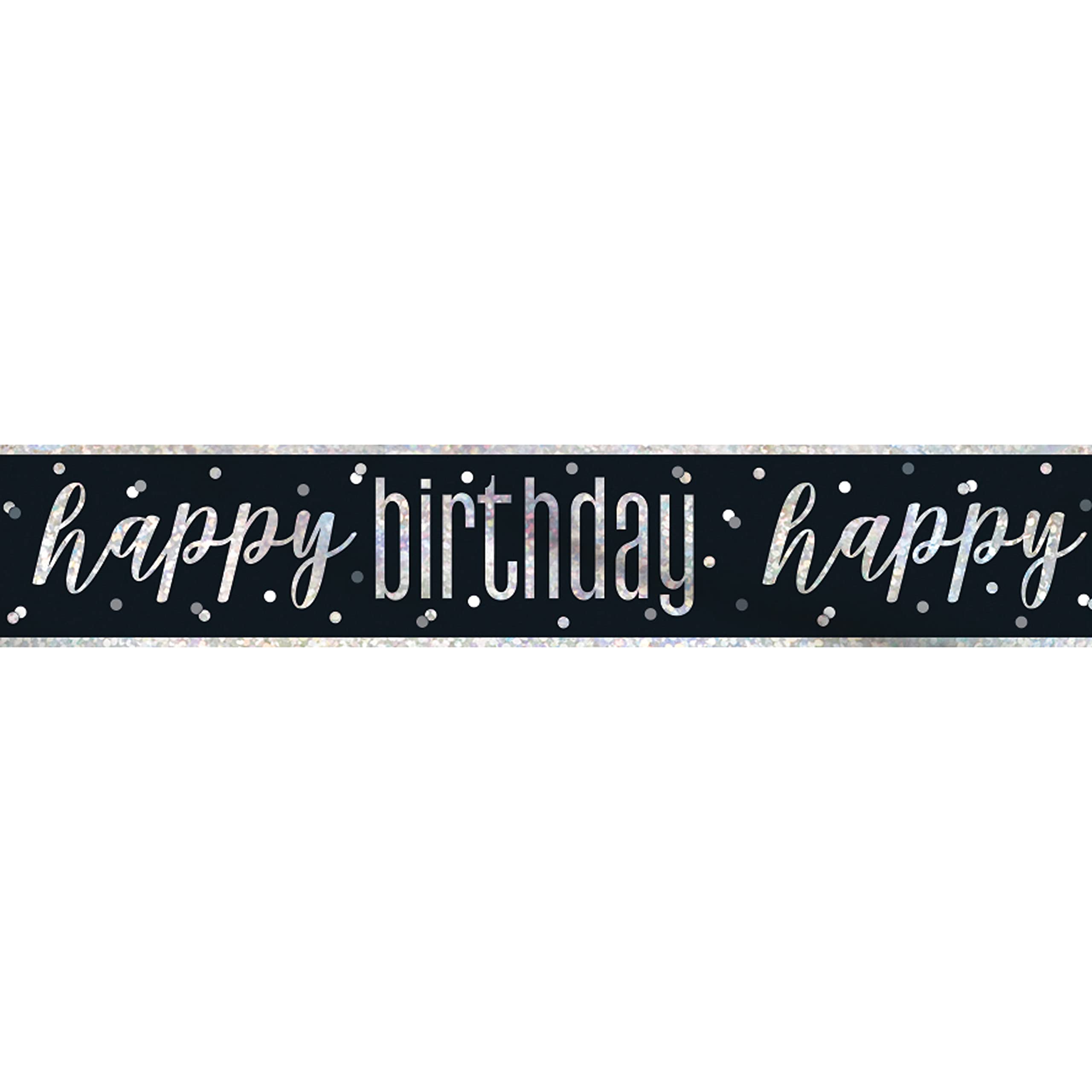 Elegant Glitz Black & Silver Happy Birthday Foil Banner (274cm) - Perfect for Party Decorations, Celebrations, & More - 1 Pc