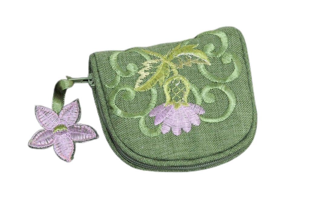 Jewellery Purse in a Green Balmoral Thistle Design