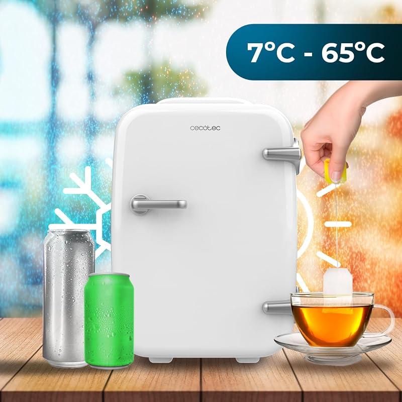 Mini Frigorifero Bolero MiniCooling 4L Habana White, 12V-220V, Compatibile con auto e roulotte, Funzione di raffreddamento e riscaldamento, Intervallo di temperatura 5-65°C, Trasporto facile