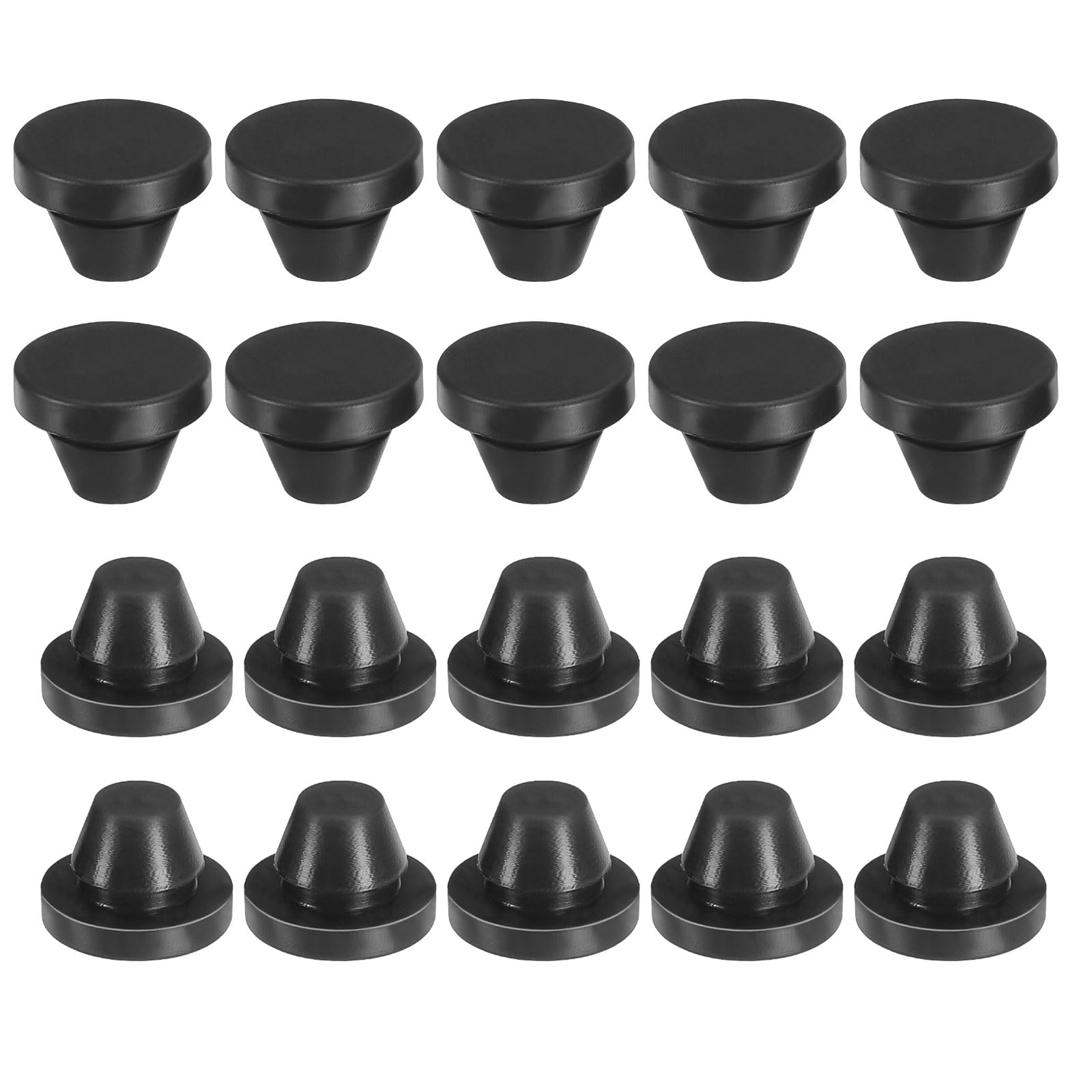 PATIKIL Silicone Round Hole Plugs 8.5mm/0.33inch, 20 Pack Protective Cover Cap Head for Locking Furniture Hole Plugs, Black