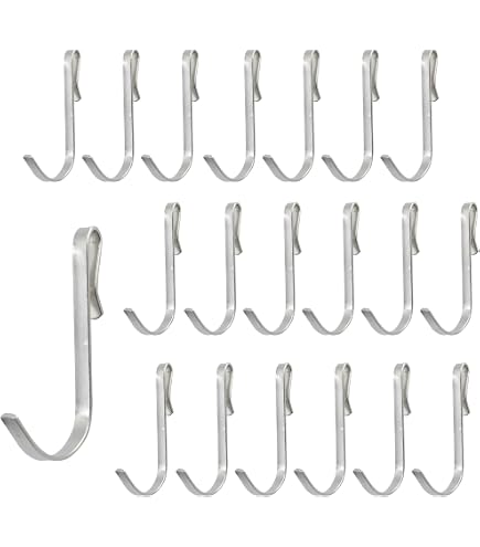 20 Pcs J-Shaped Stainless Steel Hanger Hooks – Clip-On Hooks For Wire Shelving, Kitchen, Office & More