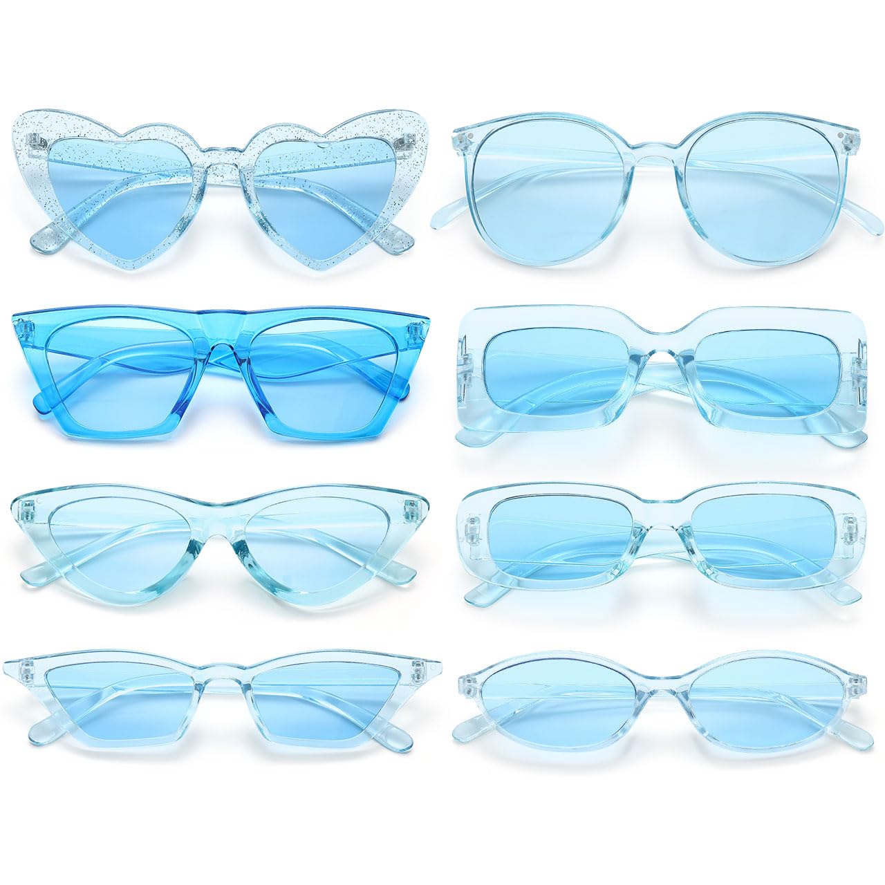 Photo 1 of Dwenarry Blue Sunglasses Bulk Party Sunglasses Retro Funky Festival Multipack Glasses Set for Women,8Pack