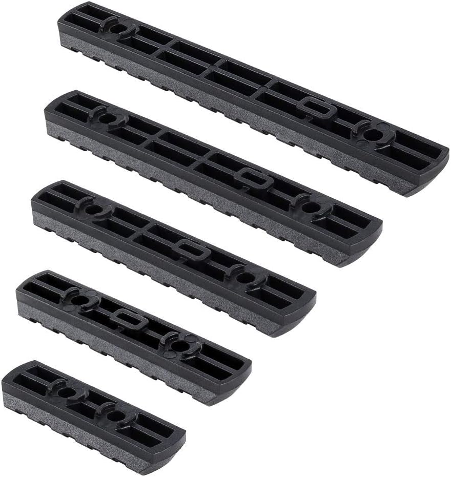 5Packs Polymer M-Lok Picatinny Rail, 5-Slot 7-Slot 9-Slot 11-Slot 13-Slot Lightweight Rail Section Accessories with 10 T-Nuts, 10 Screws and 1 Pcs Wrench (Black) : Sports & Outdoors