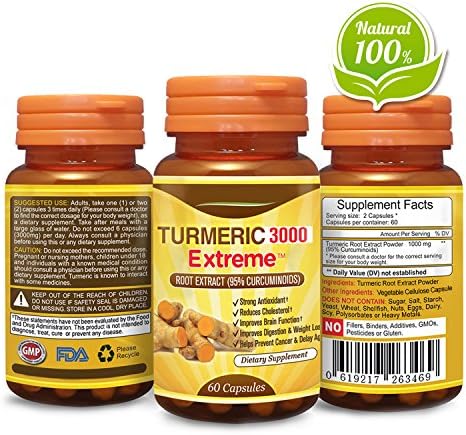 Natural Turmeric Curcumin Antioxidant Supplement - 95% Standardized Curcuminoids Capsules for Joint Pain & Back Pain Relief - Anti Aging & Anti-inflammatory 60 Vegetarian Pills