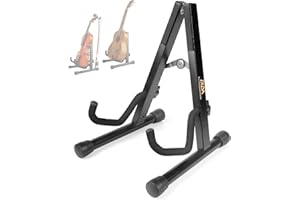DIDA Ukulele Stand, Violin Stand with bow holder, Foldable Ukulele Stand for Travel, A-Frame Ukulele Holder for Violin, Banjo, and Mandolin, Wooden Floor Ukulele Holder (Blackwood, Ukulele & Violin)