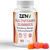 ZENV Adult Multivitamin Gummies, Daily Gummy Vitamins for Women & Men, Mixed Fruit Flavor (Strawberry, Orange & Cherry), Dietary Supplement, 90 Count