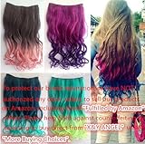 X&Y ANGEL -New Two Tone One Piece Long Curl/curly/wavy Synthetic Thick Hair Extension Clip-on Hairpieces 26 Colors (dark turquoise to light turquoise)