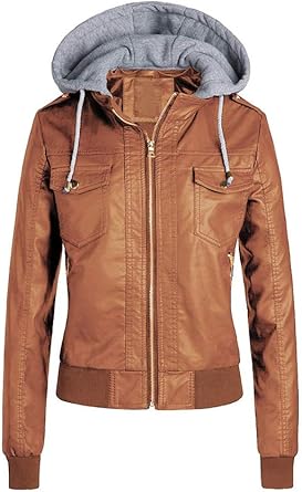womens leather jacket with removable hood