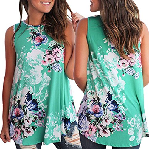 image for Goddessvan Women's Summer Casual Floral Printing T-Shirt Short Sleeve 