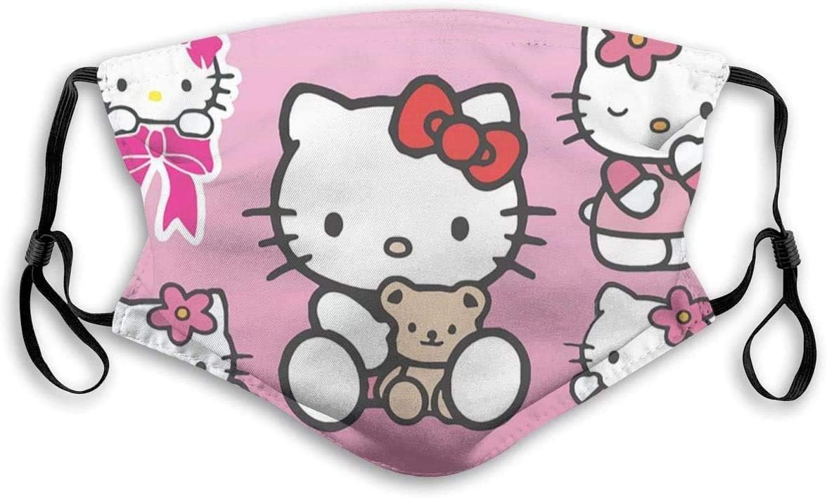 OIVU 3 Happy Hello Kitty Mouth Guard with Filter Unisex Anti-Dust Washable Reusable Mouth Guard for Kids Teens Adults,Black,Small