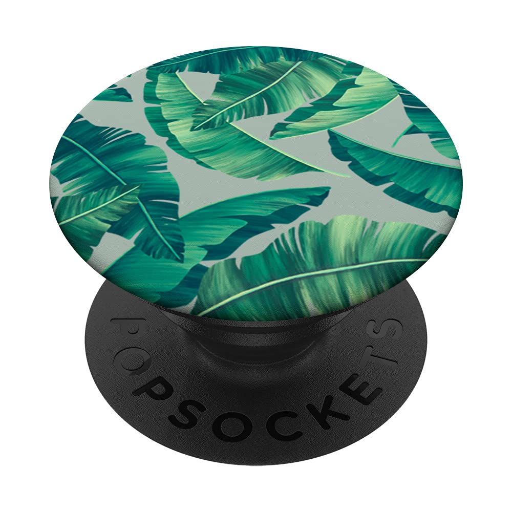 Tropical Botanical Palm Banana Leaf Pattern - Sage Green PopSockets PopGrip: Swappable Grip for Phones & Tablets