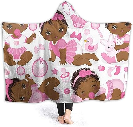 Hirkeld Rose Afro Americain Bebe Mignon Dessin Anime Couverture A Capuche Velours Wrap Couverture Super Doux Confortable Chaud Sieste Couverture Jeter Poncho Amazon Fr Cuisine Maison